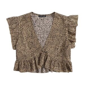 SHEIN VCAY Ruffle Hem Allover Print Blouse 💕